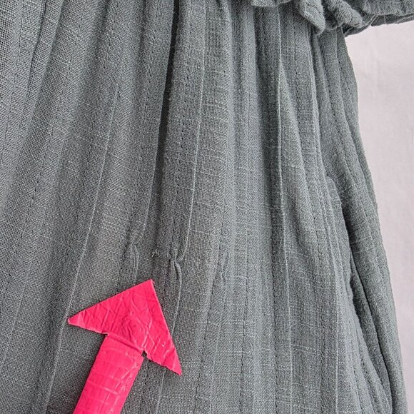 Free People Womens XS Dress Mini Baby Doll Sage Green Pleated Relaxed Fit Boho C - Picture 7 of 11